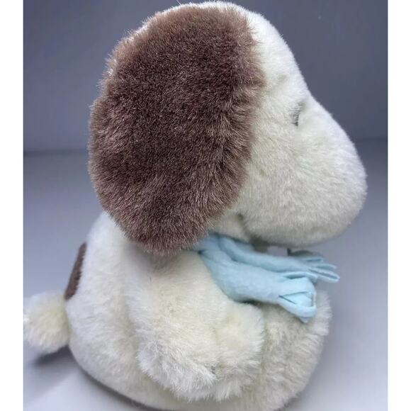 Vintage Sun Hing Snoopy Plush Peanuts 7” Brown Cream Blue Scarf Stuffed Dog - Picture 4 of 12